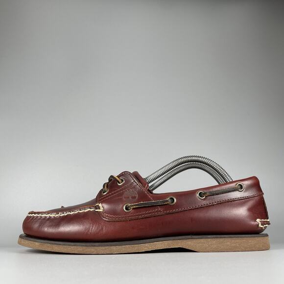 Timberland Men’s 9 Classic Oxblood Burgundy 2 Eye Moc Toe Boat Shoes Casual GUC - Picture 1 of 9